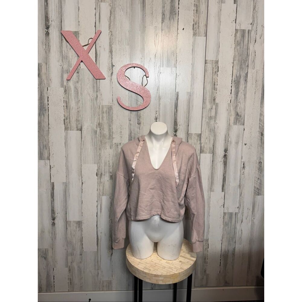Victoria’s Secret Cropped Hoodie Sweatshirt Satin Hood XS